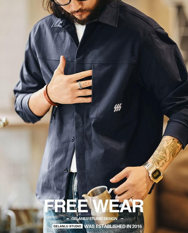 カジュアルロングスリーブワークシャツ