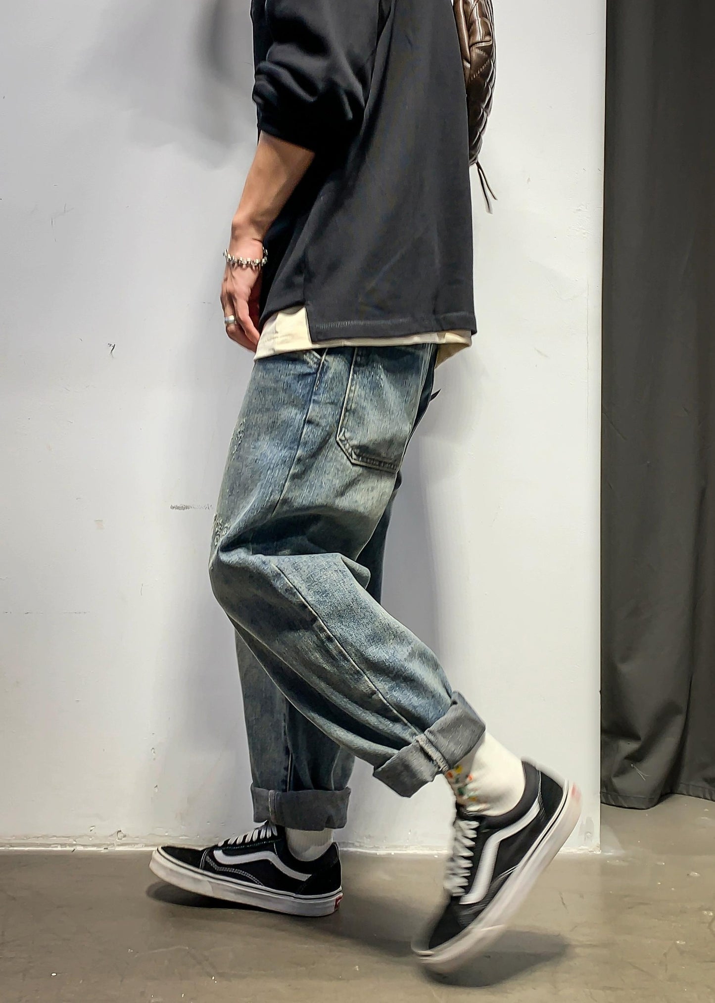 レトロヒップホップストレートパンツ