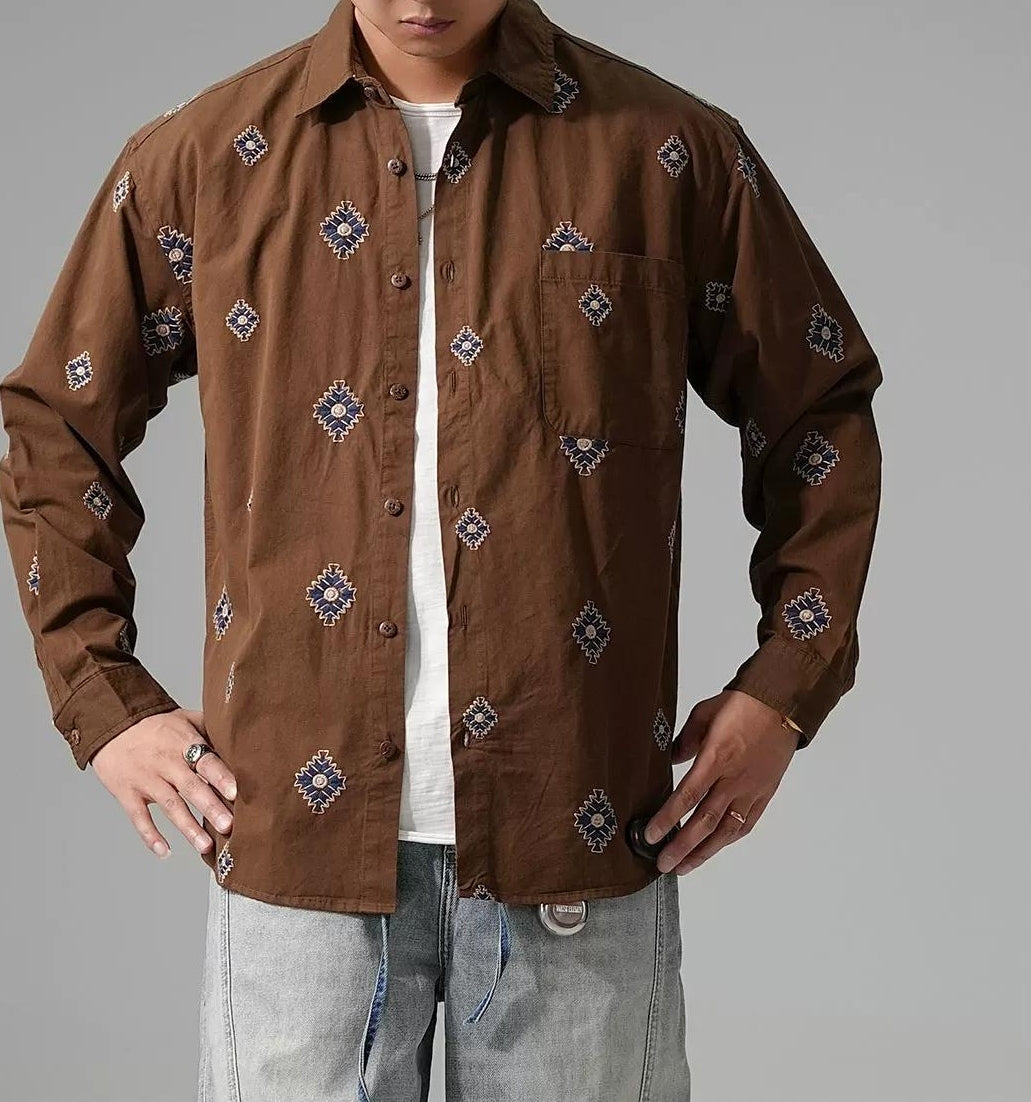 刺繍ロングスリーブシャツ