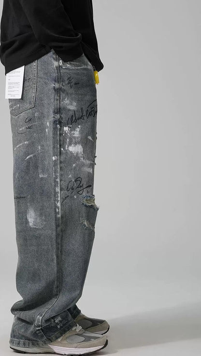 ストリートスタイルワイドレッグジーンズ