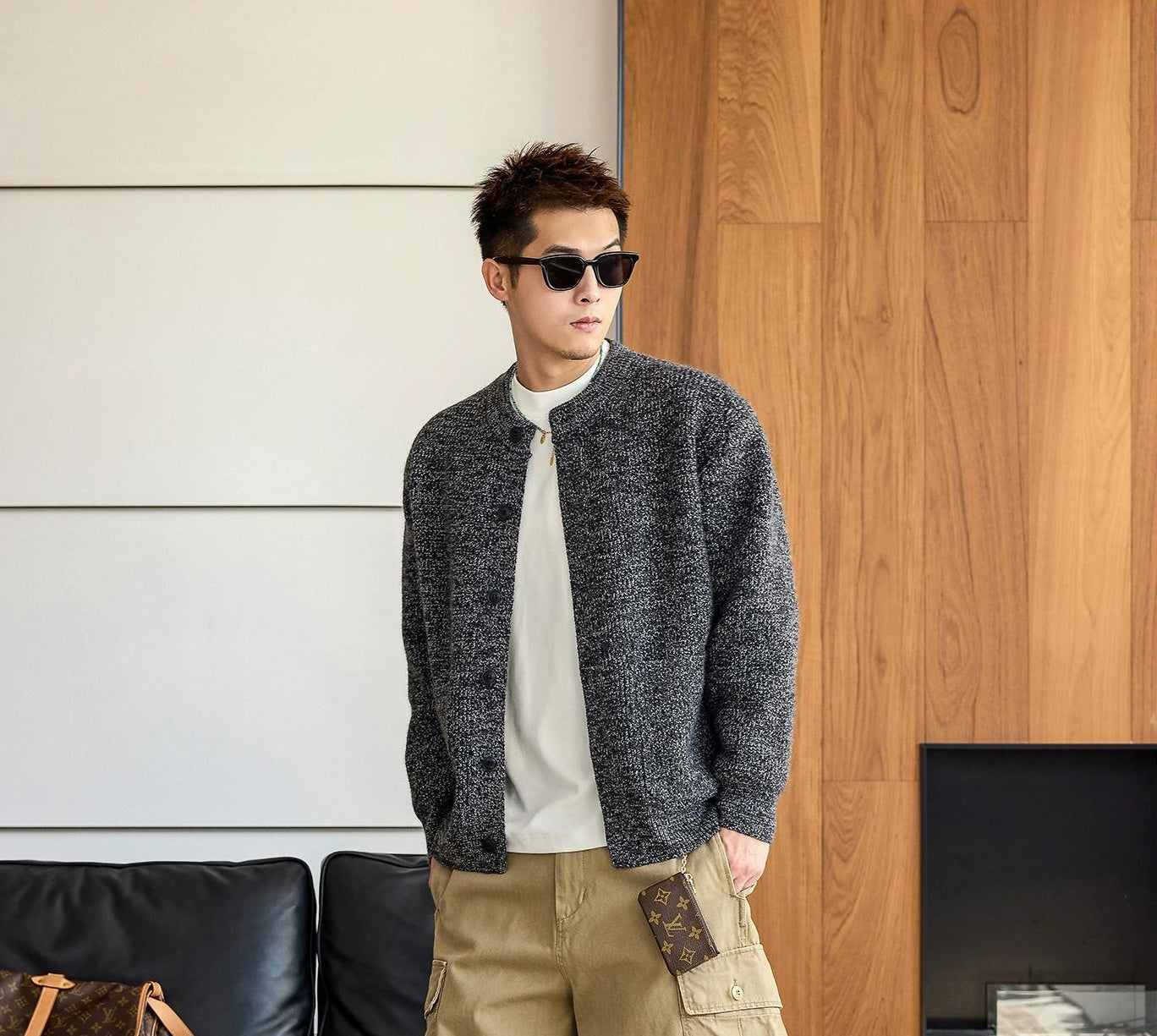 Black knit cardigan jacket