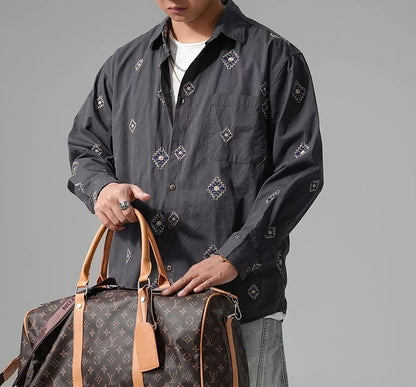 刺繍ロングスリーブシャツ