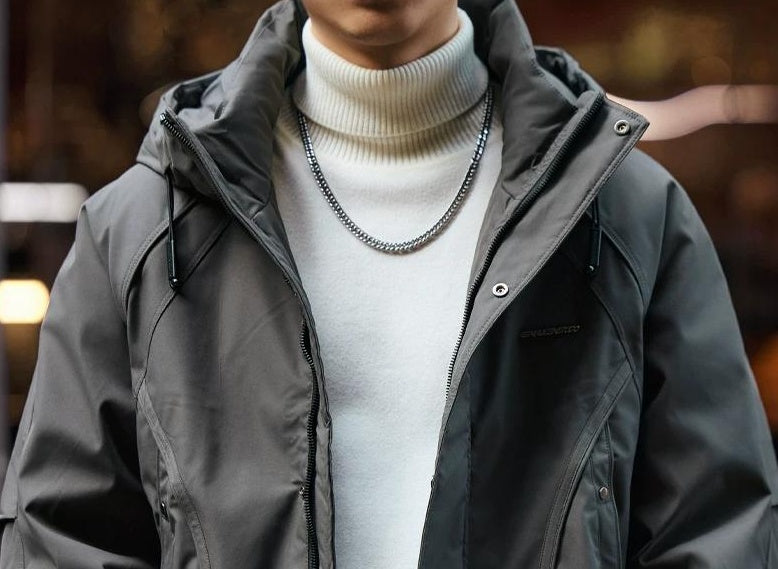 Retro Blue Hooded Down Jacket