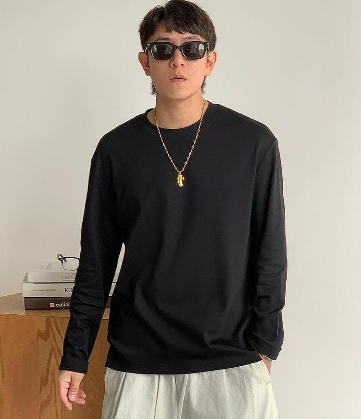 通気性綿ロングスリーブTシャツ