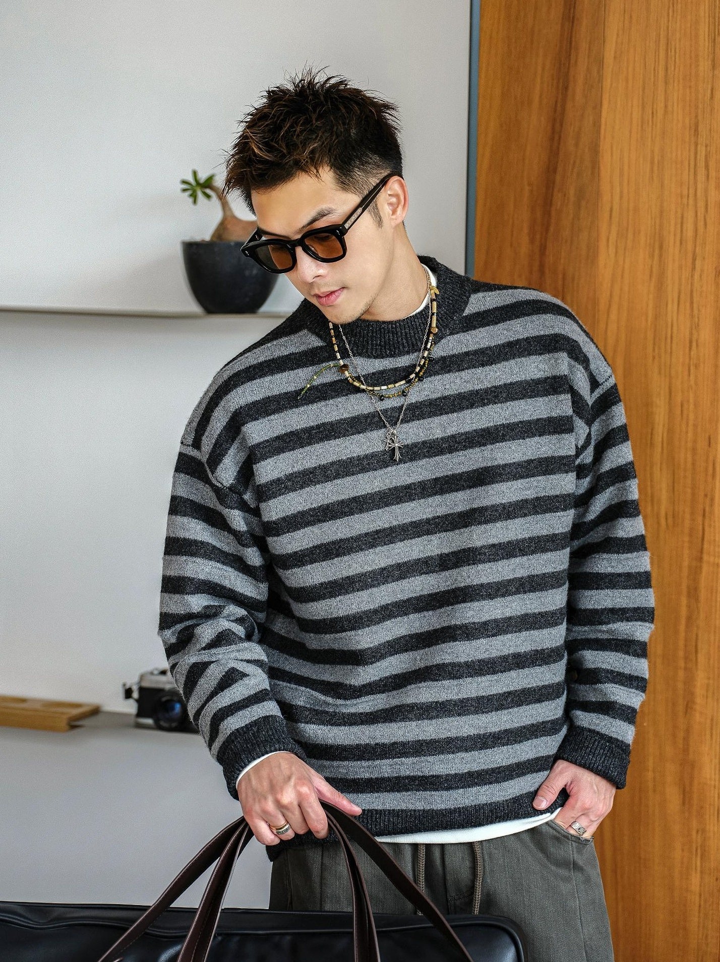 Retro Striped Knit Sweater