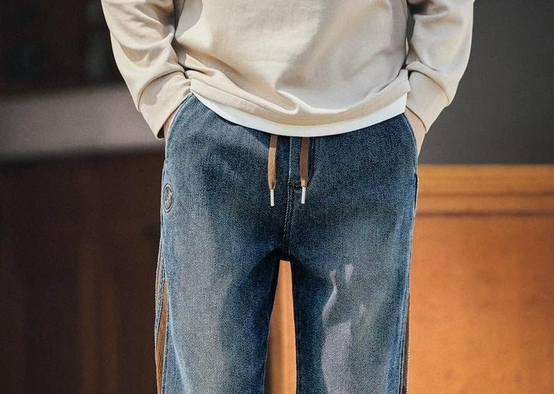Retro Corduroy Splicing Jeans