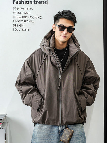 ドローストリングフードダウンジャケット