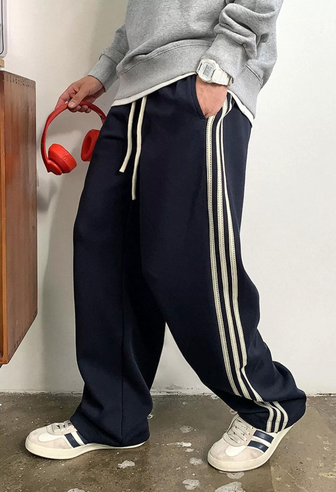 Casual Striped Elastic Pants