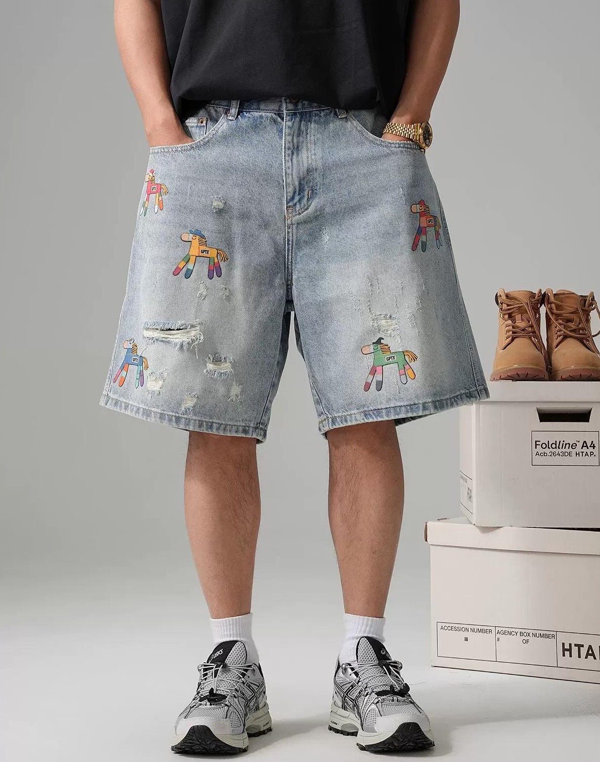 レトロデニムショートパンツ