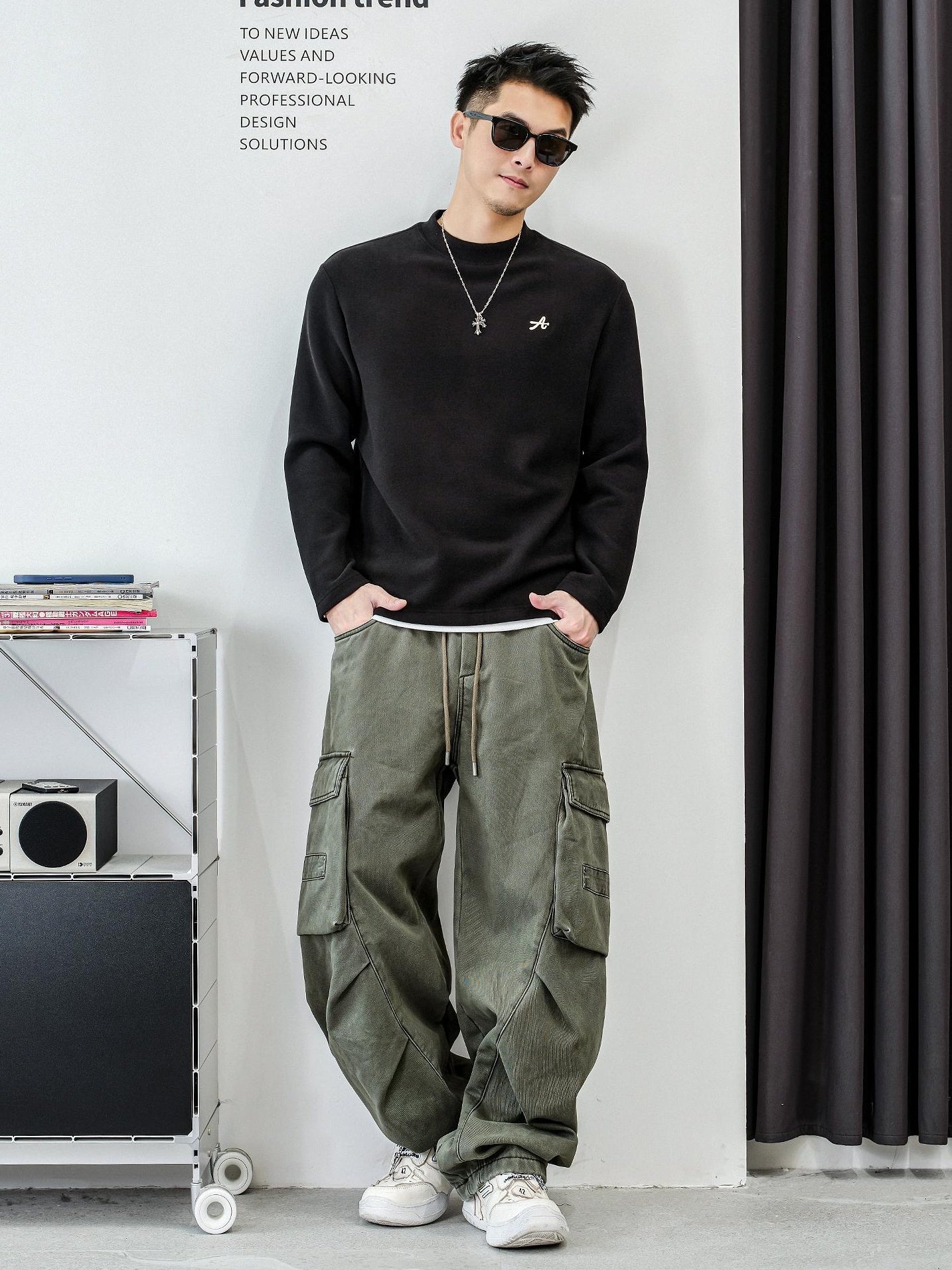 Cozy Mixed Fabric Long Sleeve