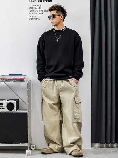 スタイリッシュ刺繍コットンセーター