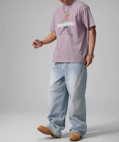カジュアルグラフィックコットンＴシャツ