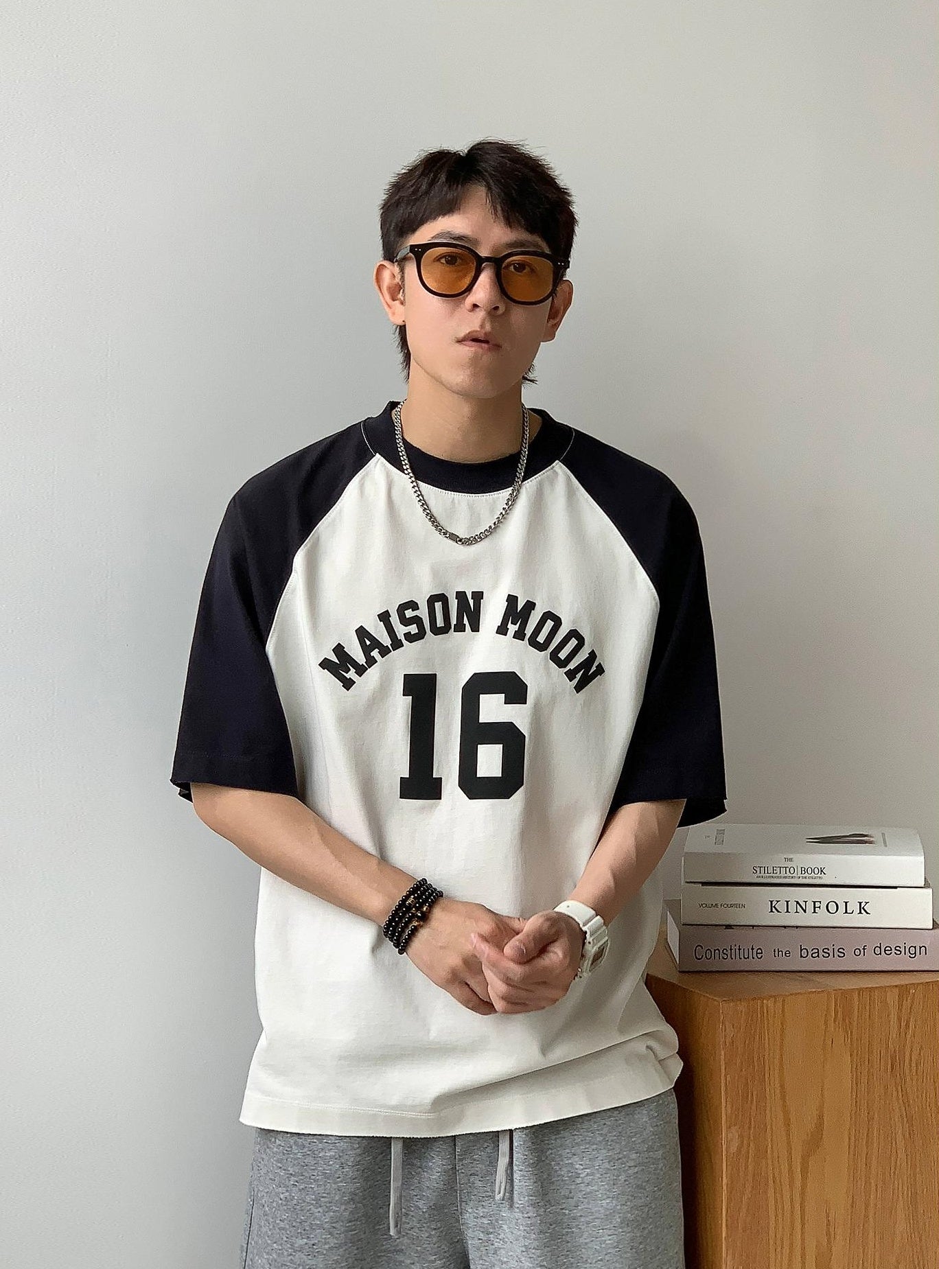 Color Block Letter Print Tee