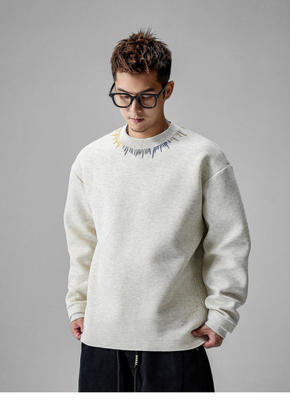 Cozy Embroidered Crew Neck Sweater