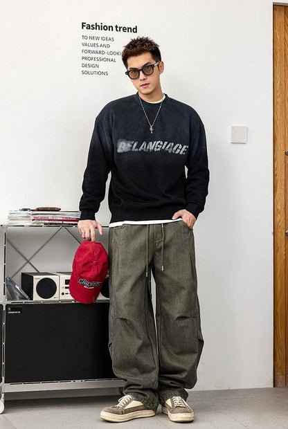 グラフィックプリントストリートセーター