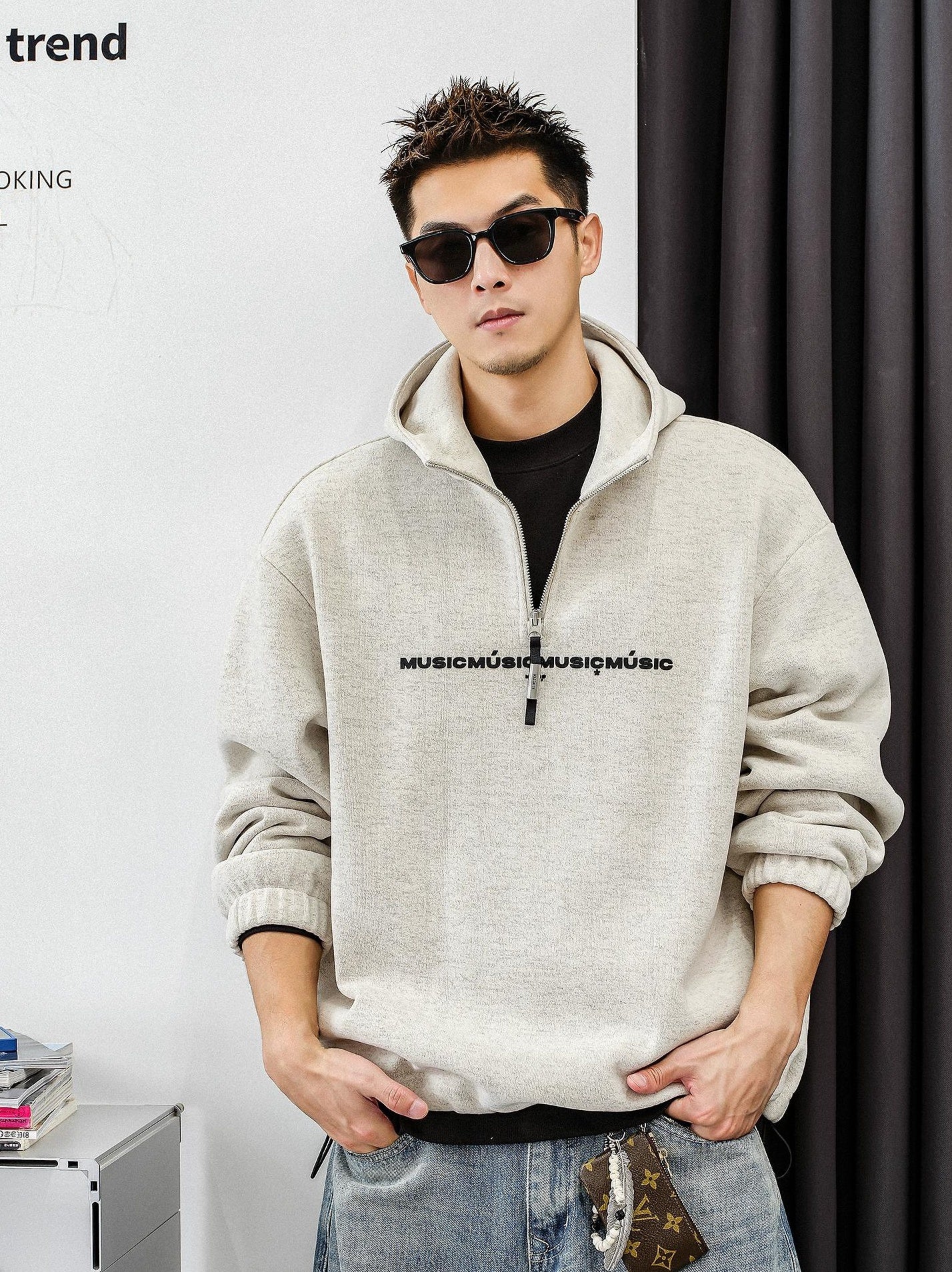 フリース入りロングスウェット