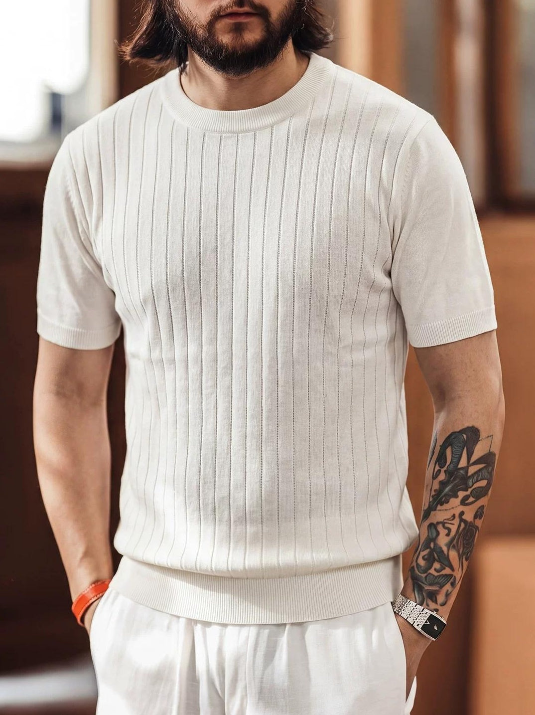 ヴィンテージ ストライプ ニットＴシャツ