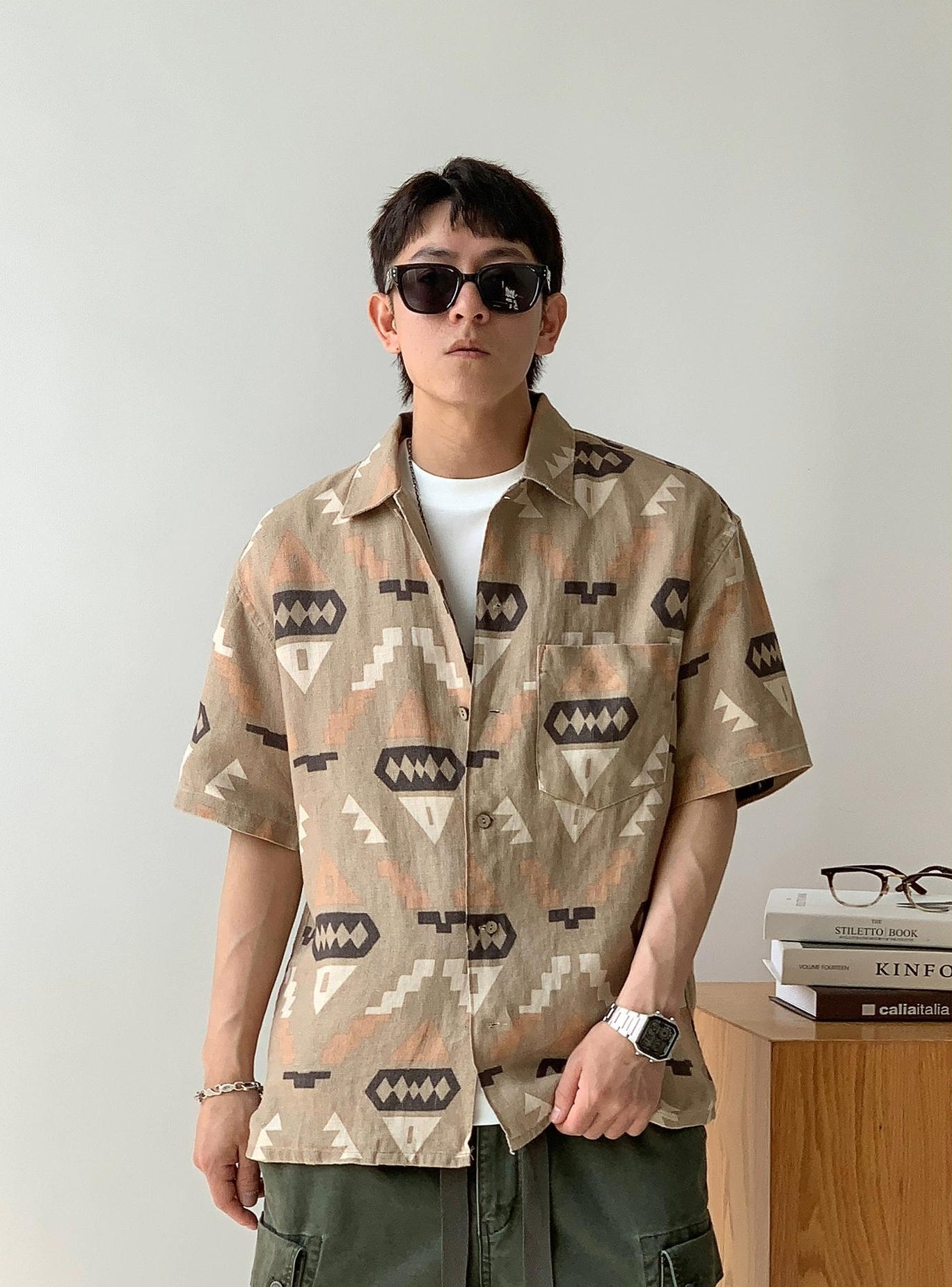Retro Linen Short-Sleeve Shirt