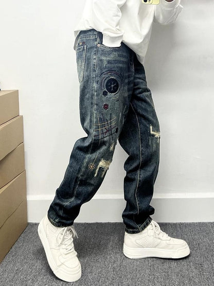 ワイルド パッチワーク デニム パンツ