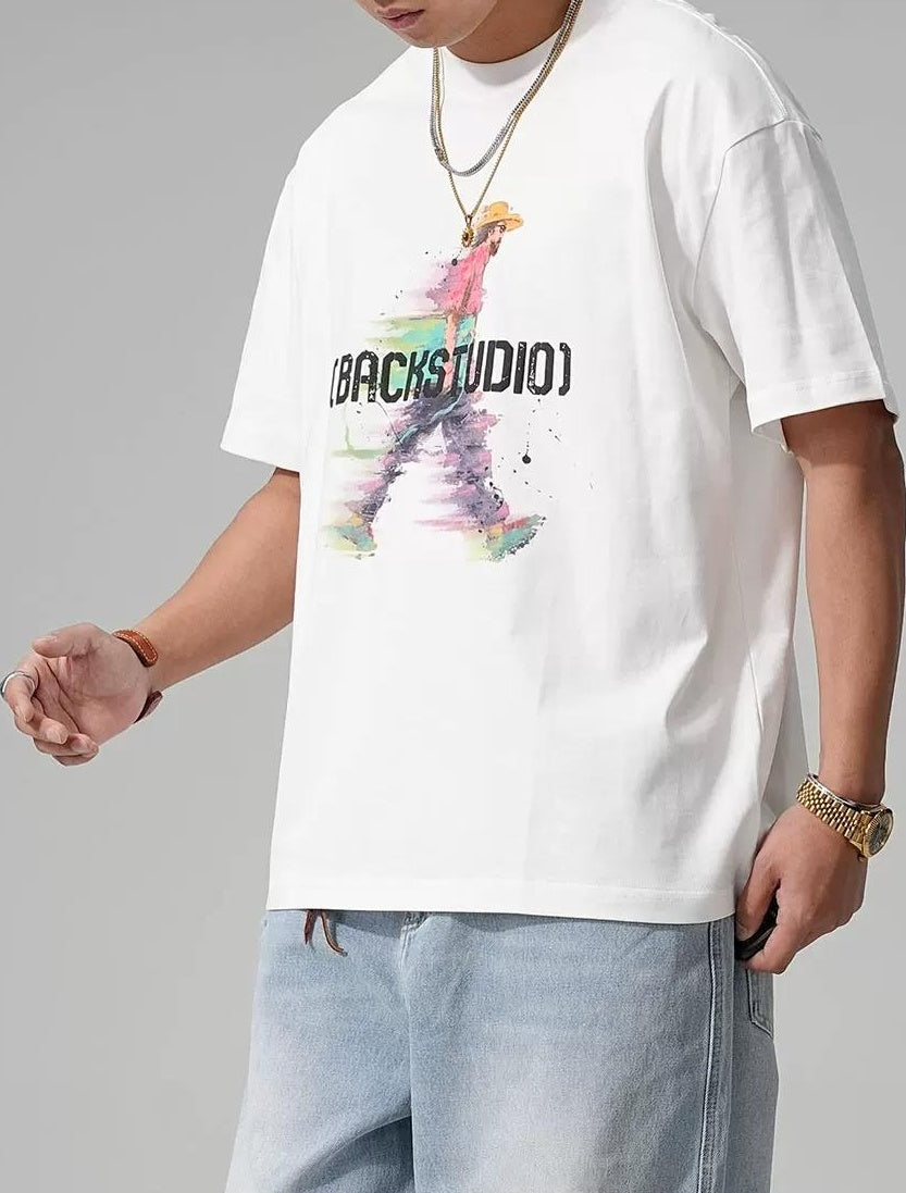 カジュアルグラフィックコットンＴシャツ