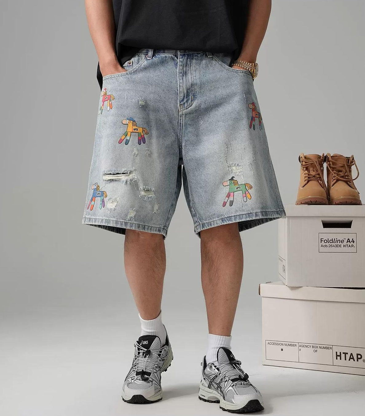 レトロデニムショートパンツ