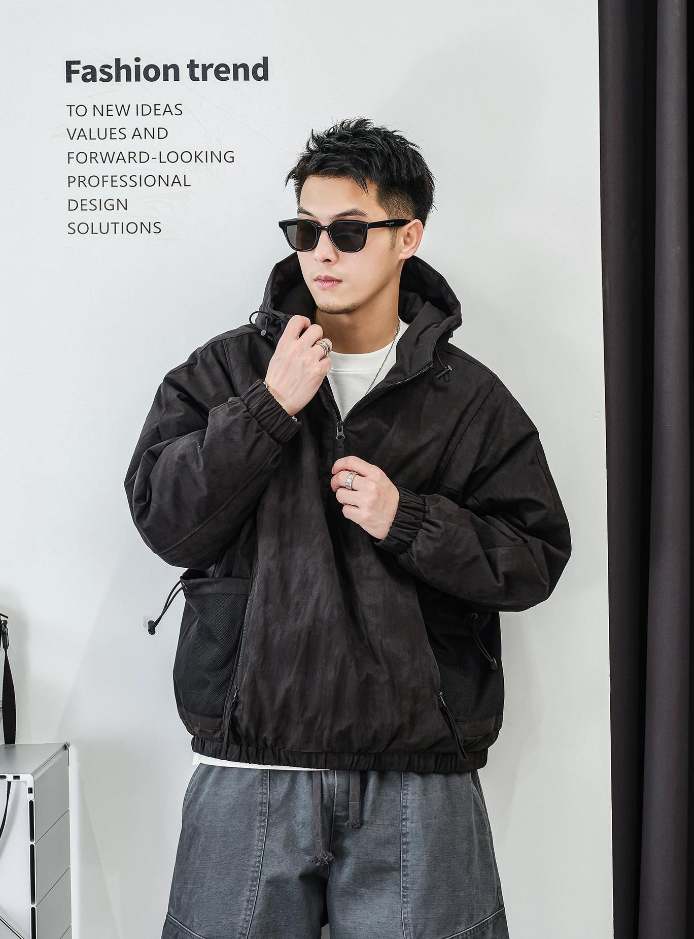 ファッションカモフラージュハーフジップジャケット