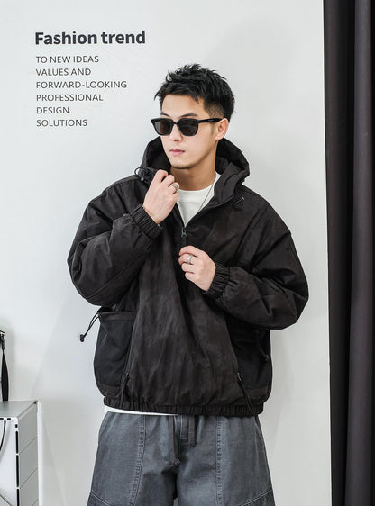 ファッションカモフラージュハーフジップジャケット