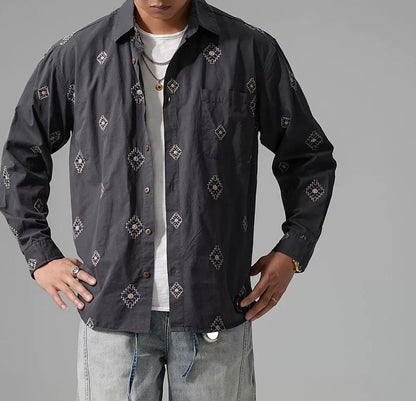 刺繍ロングスリーブシャツ