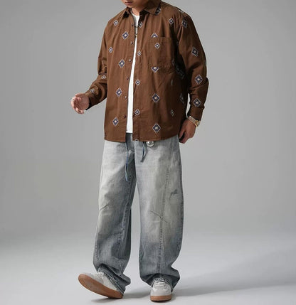 刺繍ロングスリーブシャツ