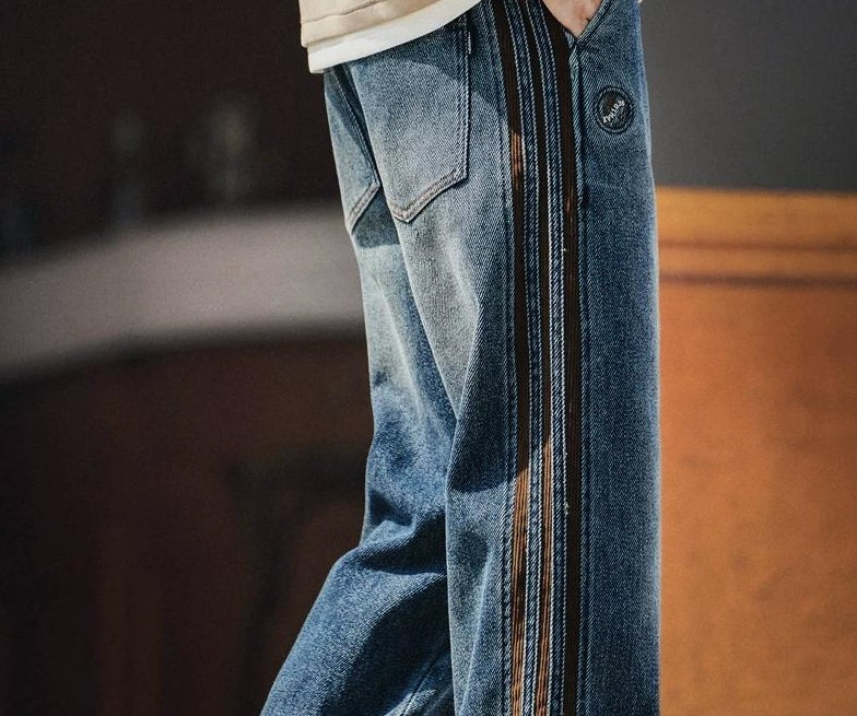 Retro Corduroy Splicing Jeans