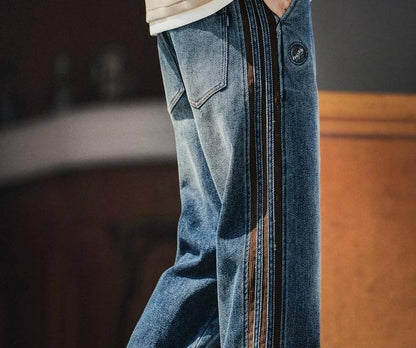 Retro Corduroy Splicing Jeans