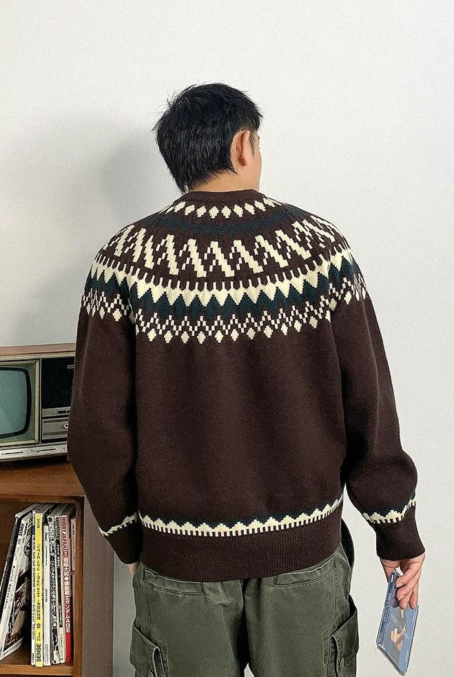 Retro Fair Isle Knit Sweater
