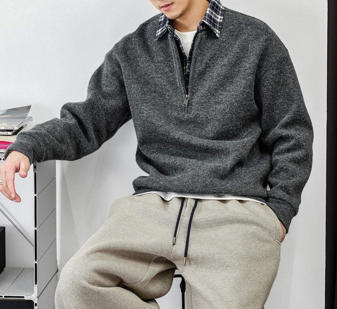 Patchwork Zip Sweater Jacket