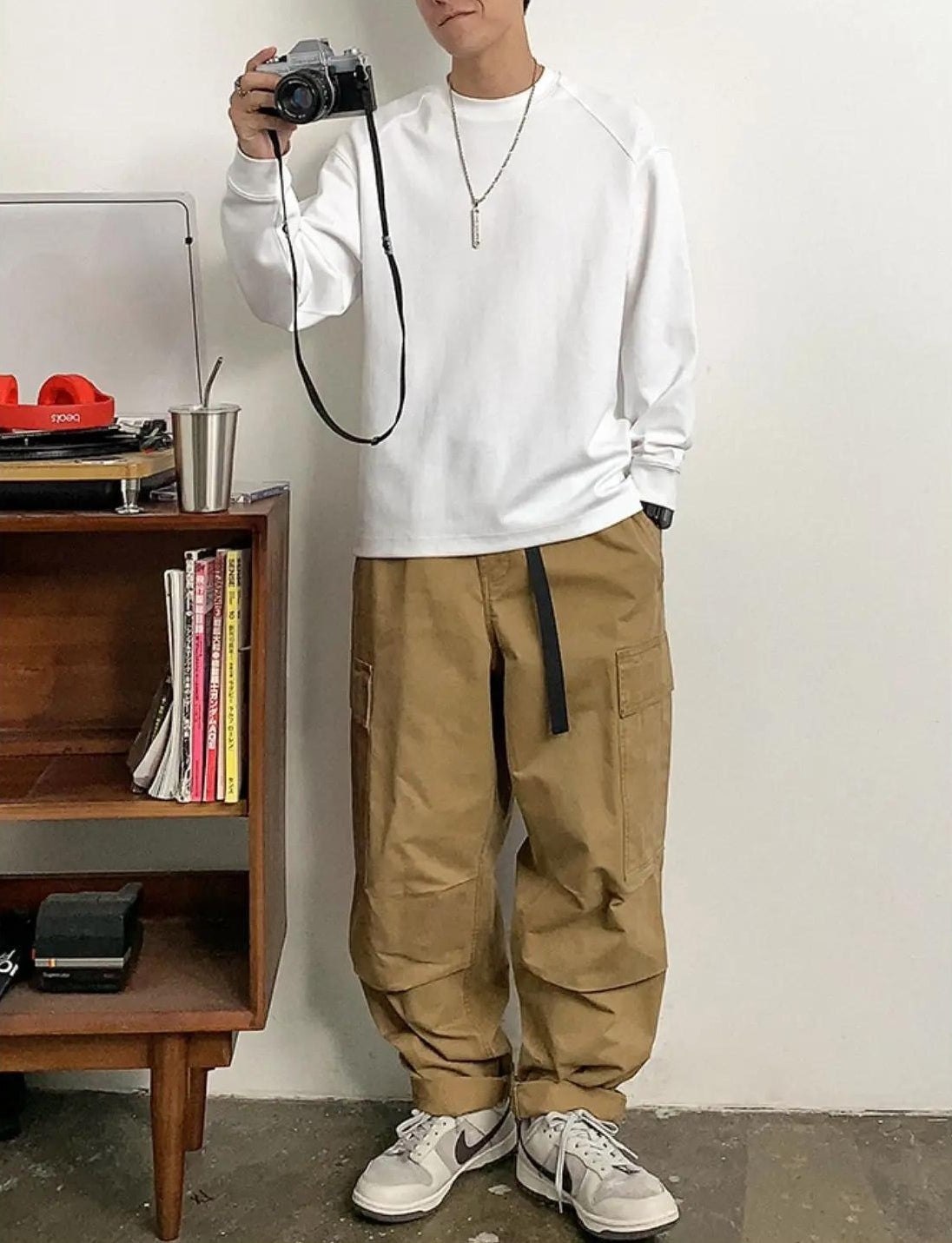 ベーシック ソリッド カラー ロングスリーブ Tシャツ
