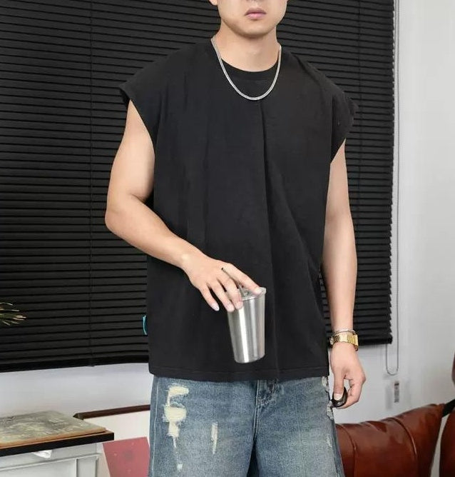レトロ コットン ノースリーブ Tシャツ