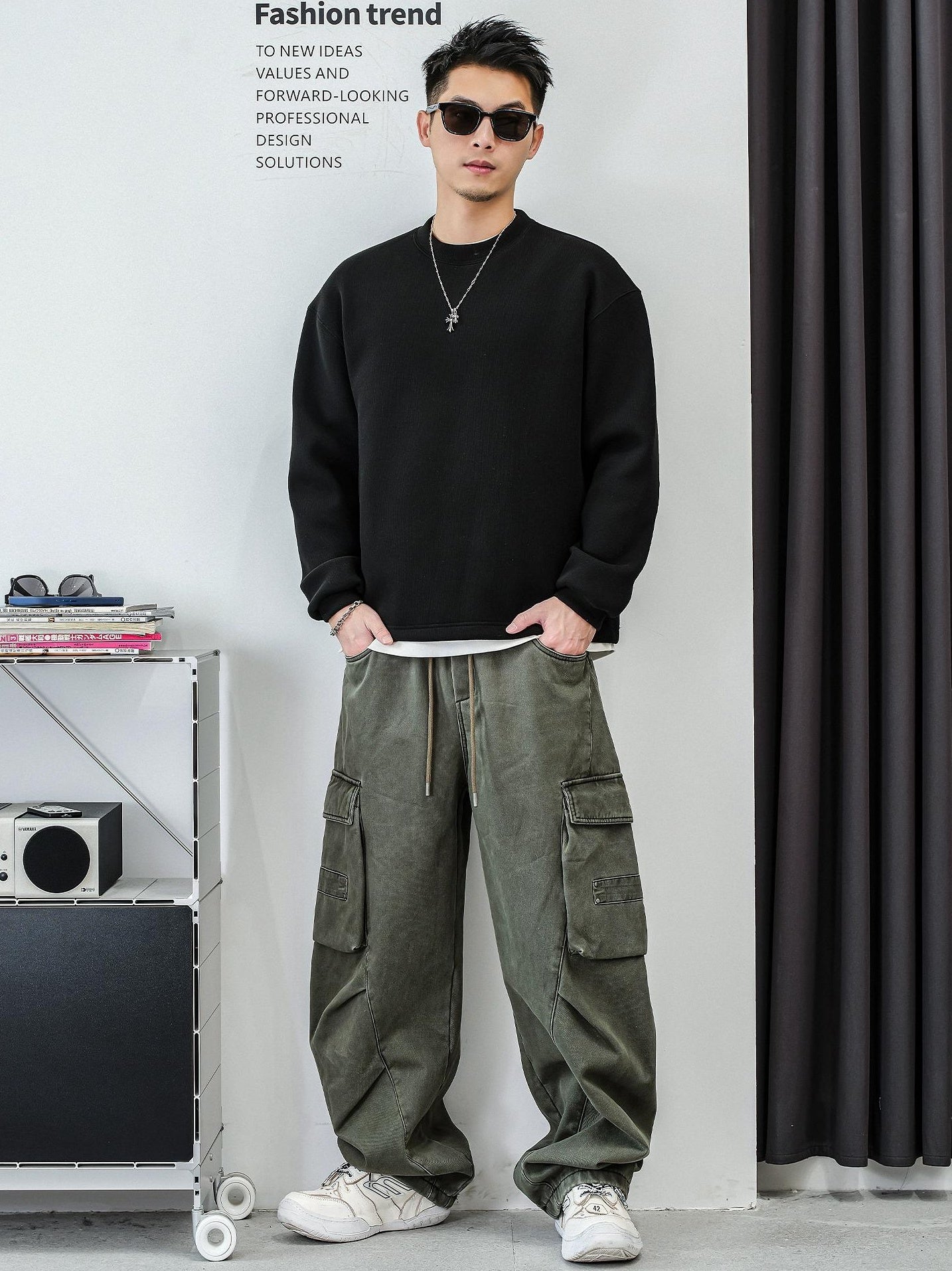 テクスチャードフリースセータートップ