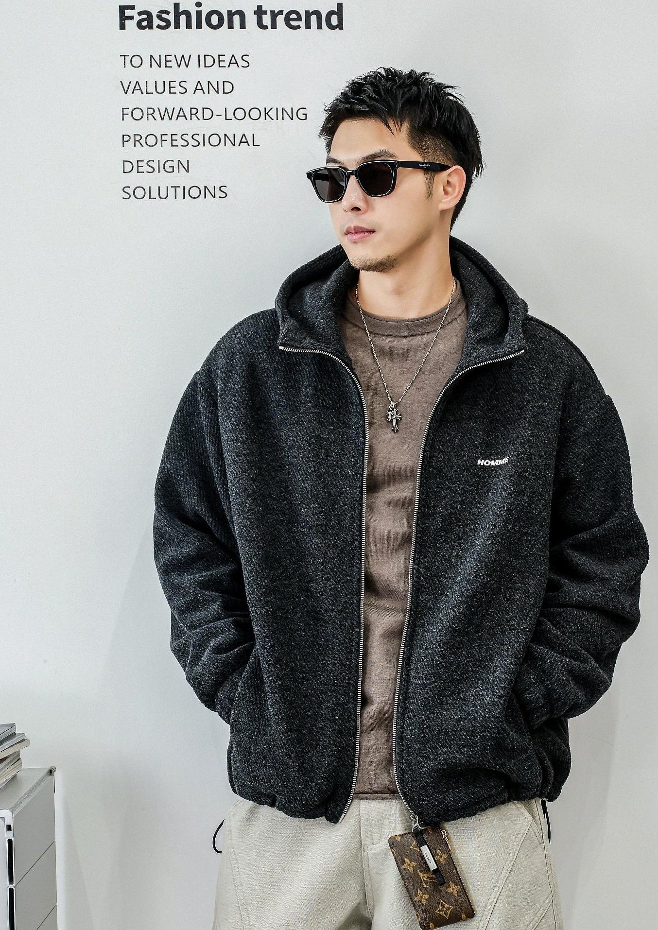 コージー フーデッド カーディガン ジャケット