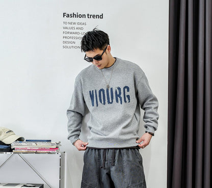 フリースレタードセーター　トップ