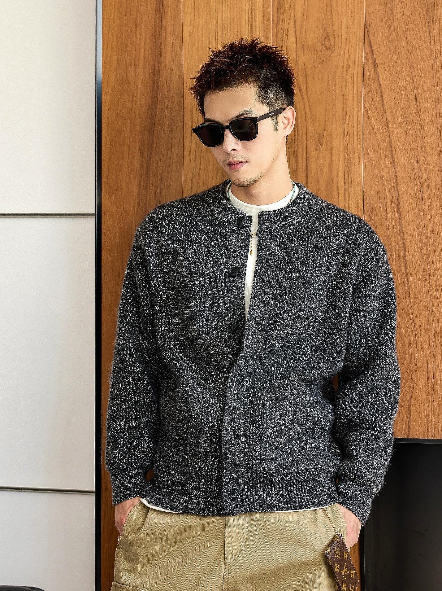 Black knit cardigan jacket