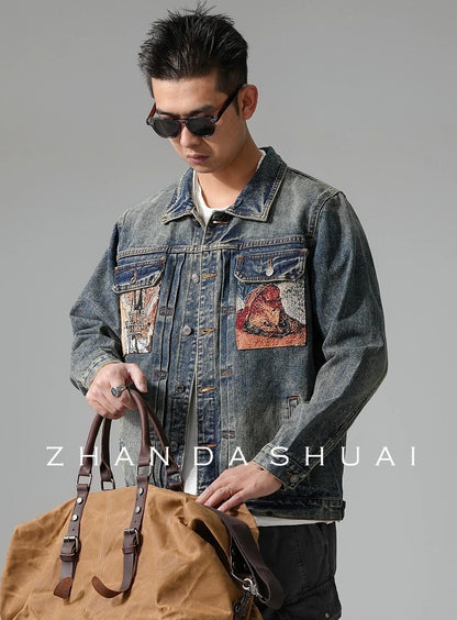 ヘビー刺繍デニムジャケット