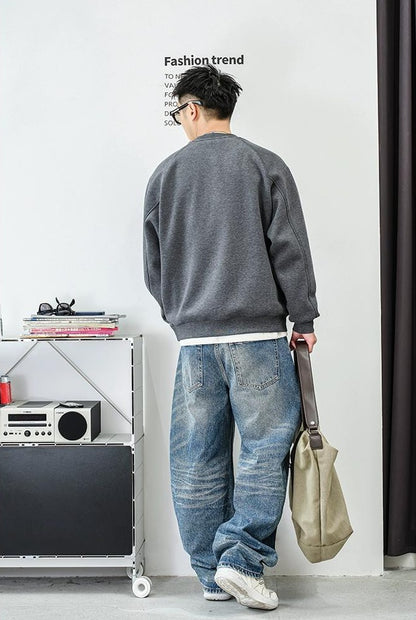 Casual fleece embroidered sweatshirt