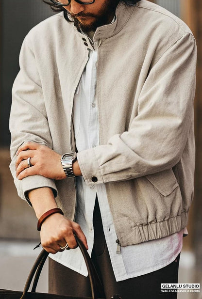 リネンブレンドハリントンジャケット