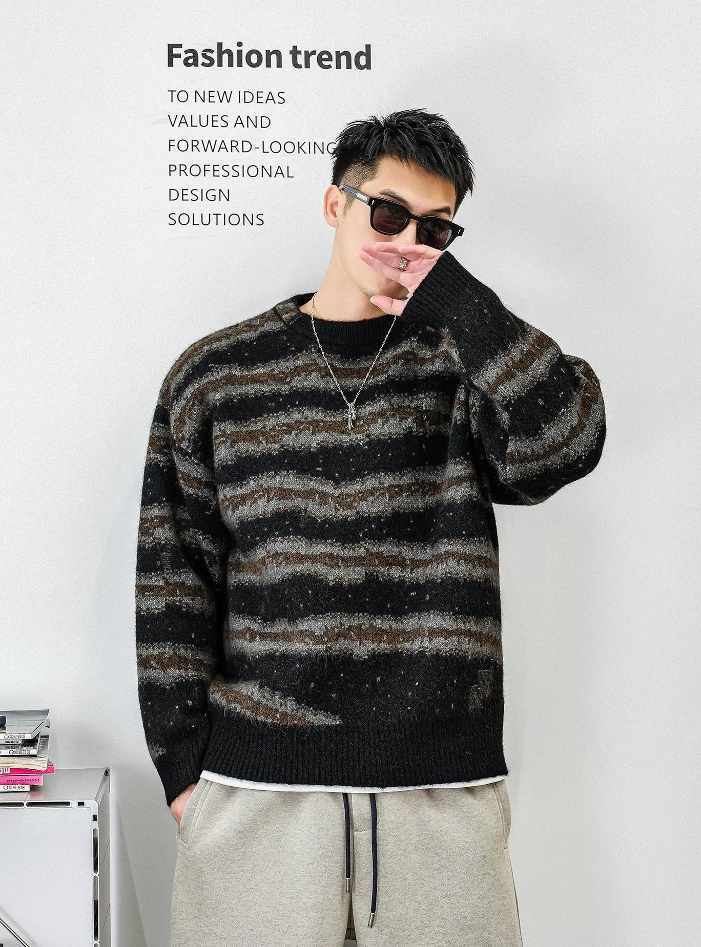 レトロストライプニットジャンパー