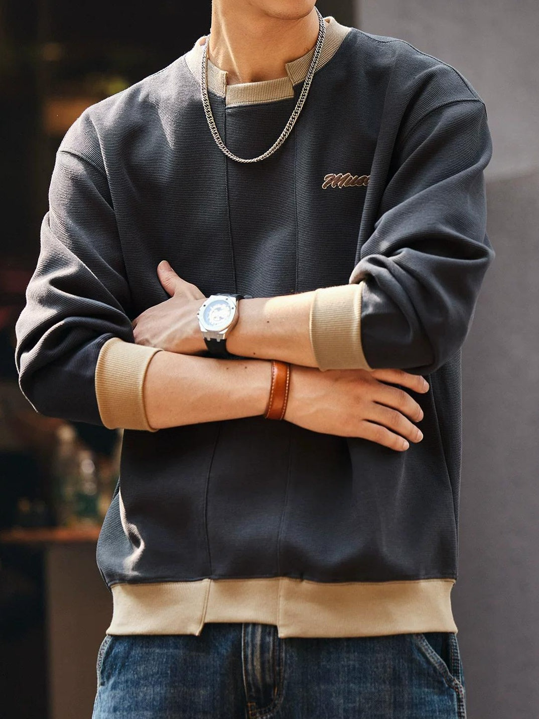 レトロブループリントセーター