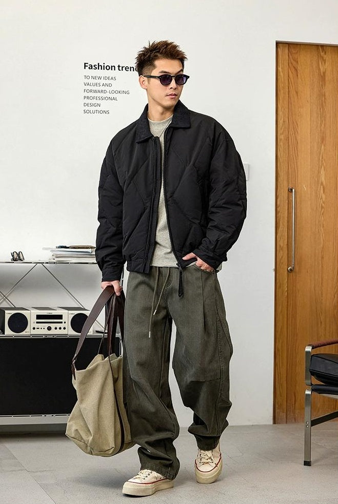 Black Lapel Down Jacket