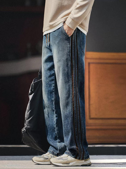 Retro Corduroy Splicing Jeans