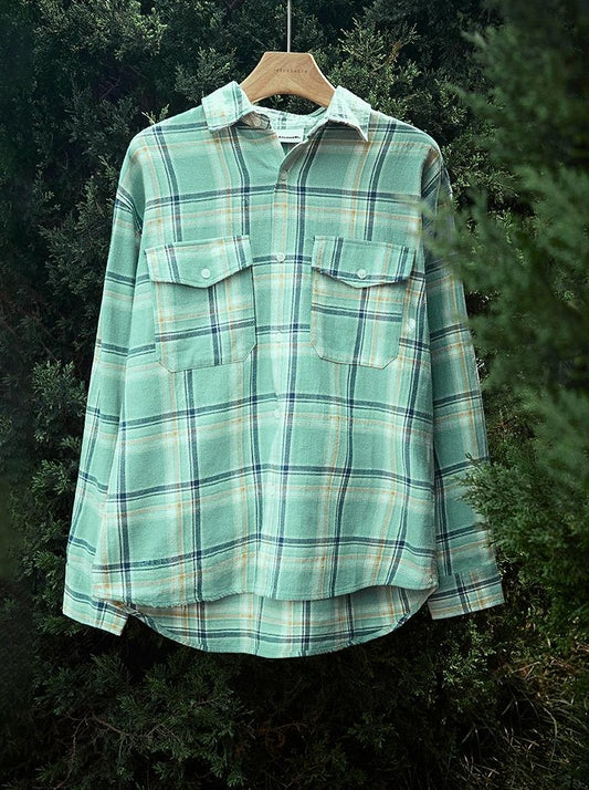 Plaid Spliced Long Sleeve Shirt