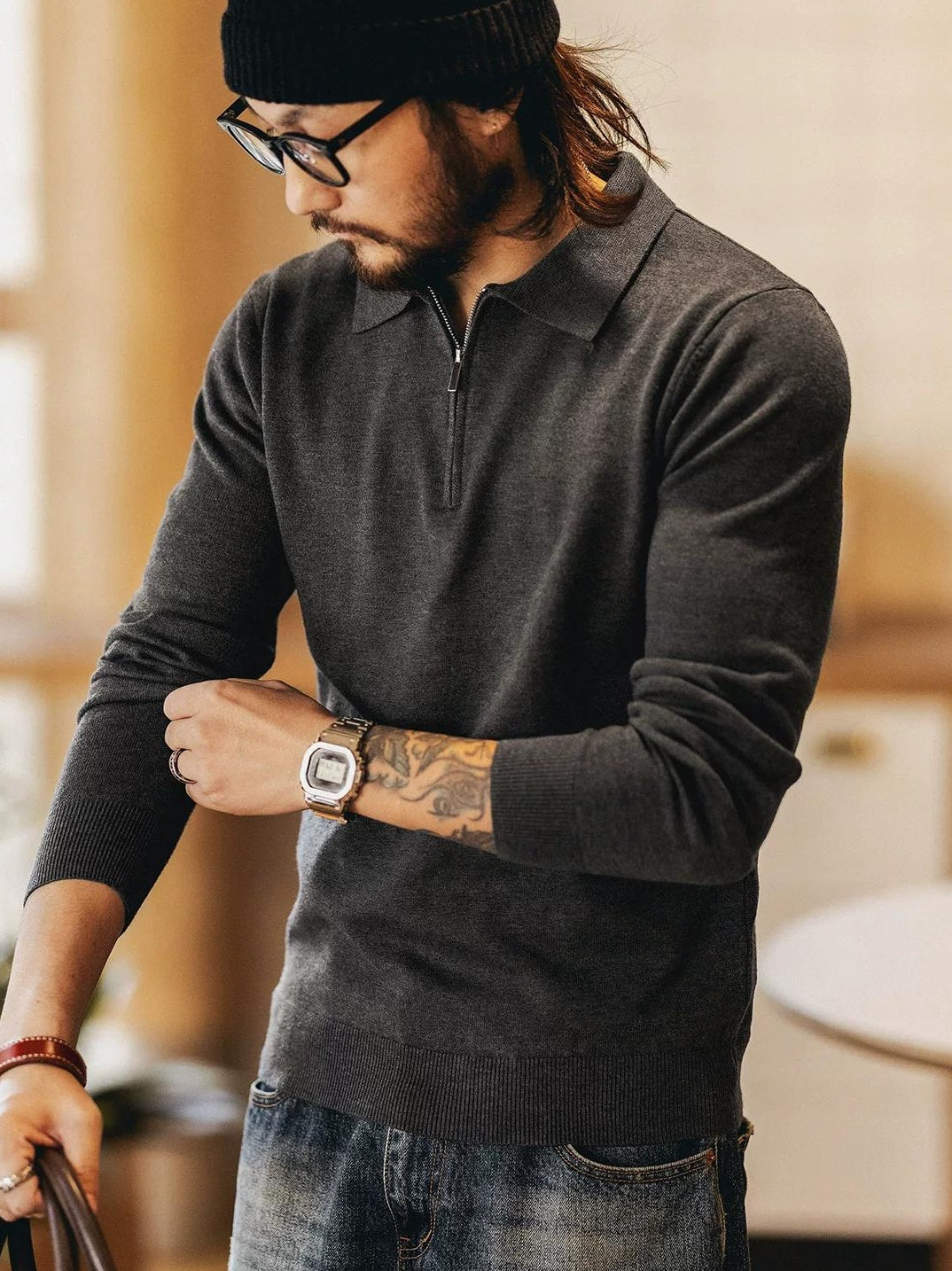 スリムフィットポロセーター