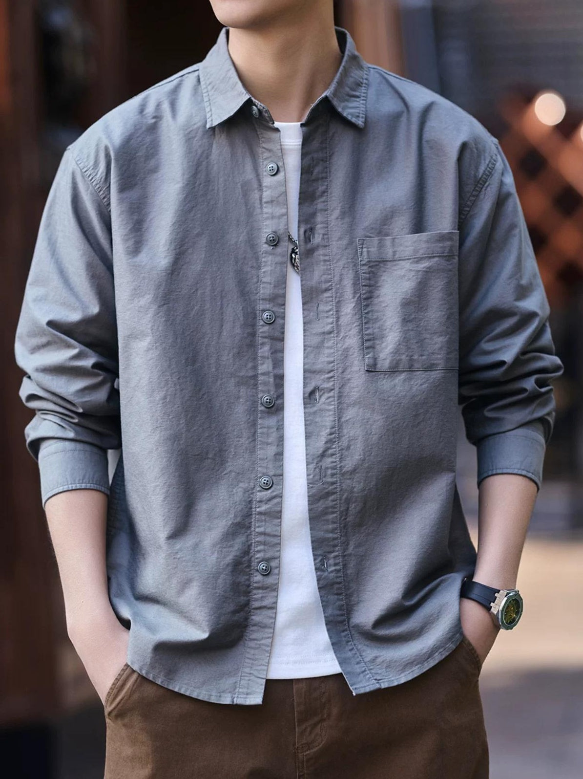 ブルーレトロワークウェアシャツ