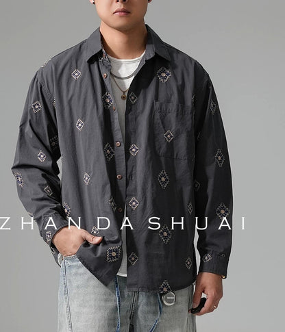 刺繍ロングスリーブシャツ